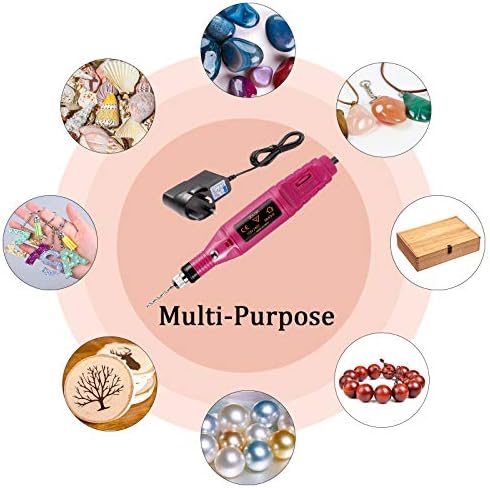 Uolor Electric Corded Hand Drill Kit, Electrical Pin Vise Set with 17Pcs Drill Bits 10Pcs Collet and 200Pcs Screw Eye Pin for Wood Resin Plastic Polymer Clay Keychain Pendant Earring Jewelry Making