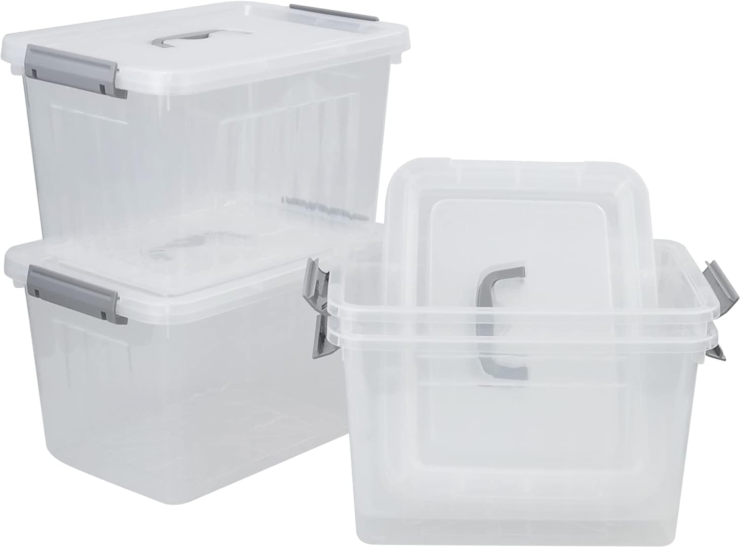 Lesbin 4-Pack Clear Plastic Storage Latch Box with Lids, 10 L