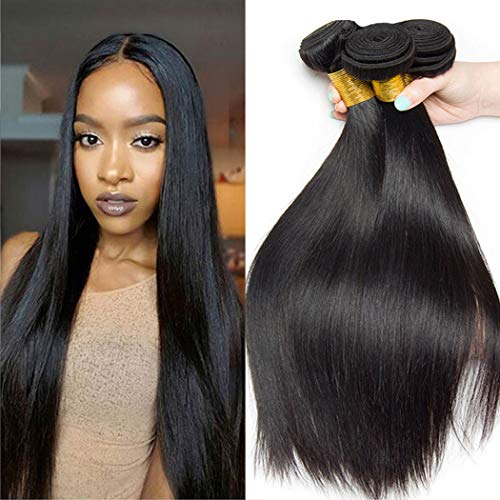 Ali Moda 8A Silky Straight Hair 3 Bundles 100% Unprocessed Malaysian Human Virgin Hair Weave Extensions Natural Color (16 18 20)