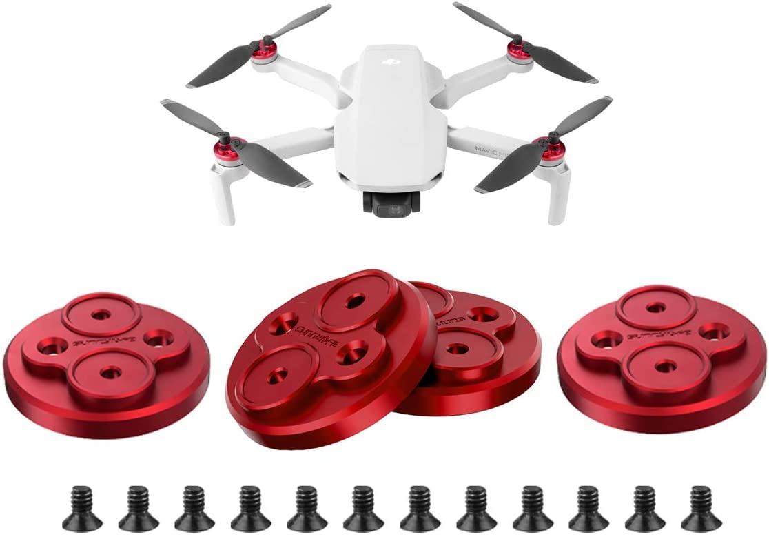 Darkhorse Upgraded Aluminum Motor Cover Cap 4 Pieces Compatible with DJI Mini 2 Drone Accessory - Dustproof,Waterproof,Protection Mounts - Red