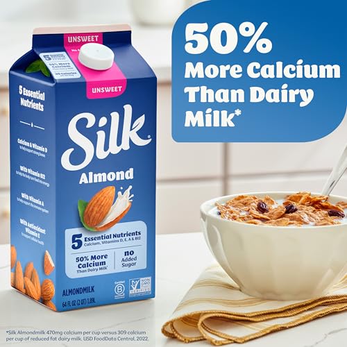 Silk Almond Milk, Vanilla, Dairy Free, Gluten Free, Seriously Creamy Vegan Milk with 50% More Calcium than Dairy Milk, 64 FL OZ Half Gallon - Thumbnail 6