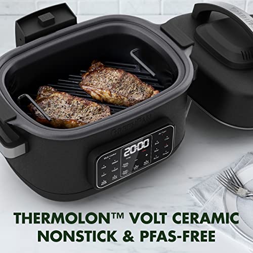 GreenPan-Matte-Black-13-in-1-Air-Fryer-Slow-Cooker-Grill-Presets-to-Steam-Saute-Broil-Bake-and-Cook-Rice-Healthy-Ceramic-Nonstick-and-Dishwasher-Safe-Parts-Easy-to-use-LED-Display