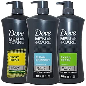 Dove Men Body Wash, Variety Set of 3, Clean Comfort, Extra Fresh and Sport Fresh, 1 Liter Pump Bottle
