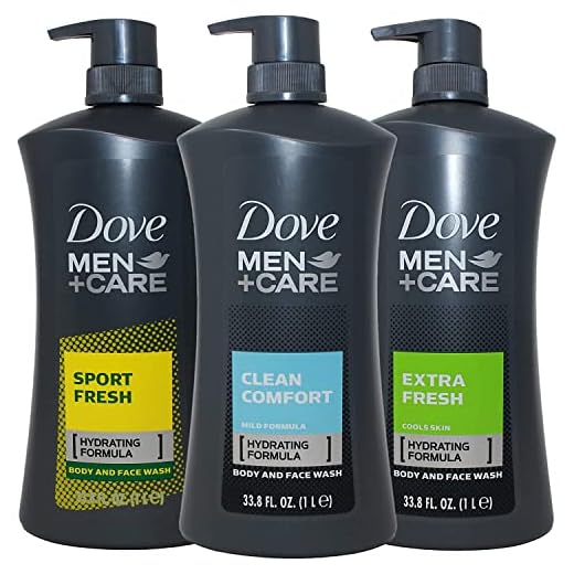 Dove Men Body Wash, Variety Set of 3, Clean Comfort, Extra Fresh and Sport Fresh, 1 Liter Pump Bottle