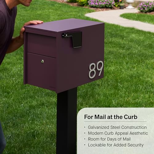 Image of Adoorn Lockable Post Mount Mailboxes for Outside - Large Anti-Theft Locking Mailbox for Packages and Letters - Weatherproof Construction - Durable Steel - 15.5 inch H x 12 inch W x 18.5 inch D - Malbec
