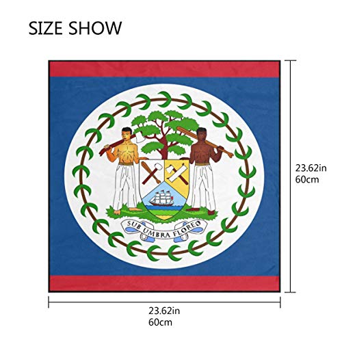 super3Dprinted BELIZE Flag Women's Square Scarf Neck Head Scarf 23.6 x 23.6 inches with 10 bobby pins2