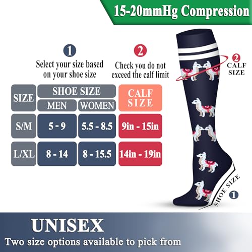 Image of QUXIANG Copper Compression Socks for Women & Men Circulation (8 Pairs) - Best for Running Athletic Cycling - 15-20 mmHg
