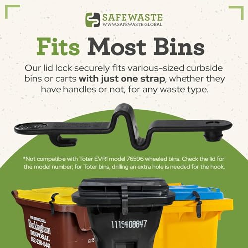 Image of Push Clip Trash Can Locks for Animals, Easy to Install, Durable Trash Can Lock for Cart Lid Security, 28-96 Gallon Garbage Can Lock for Outdoor (Pack of 2)