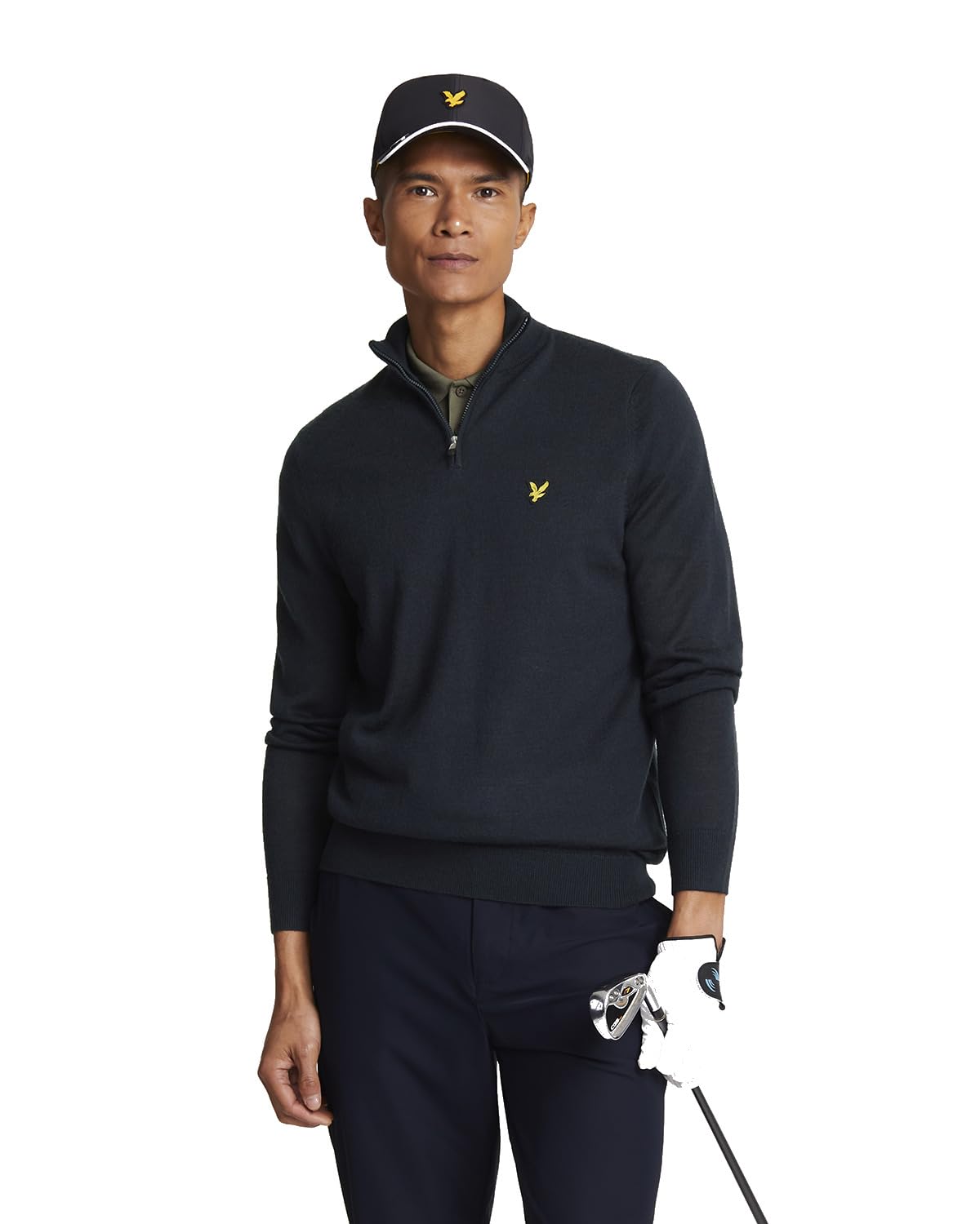 Lyle & Scott Bleu Merino Cotton Jumper With Zip