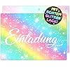 Glitzer-Einladungskarten für Kinderparty und Geburtstag – Karten im Regenbogen- und bunten Sternendesign sind die…