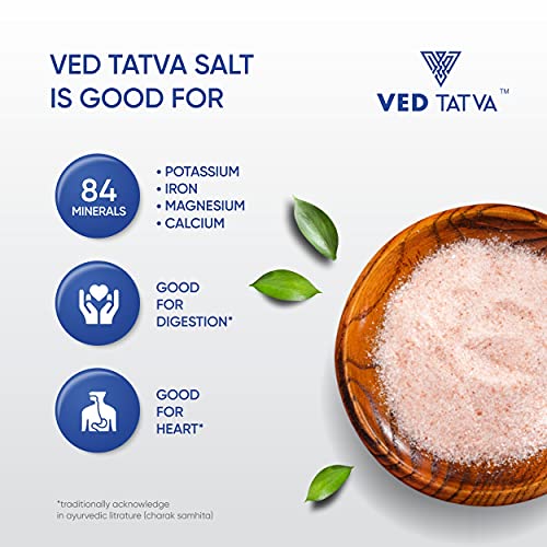Image of VED TATVA Organic Himalayan Pink Rock Salt Powder /Sendha /Sindhav Namak - 450g Jar, Unrefined & Natural, Used for Cooking, Baking, Sprinkling, Fermenting, Marinating