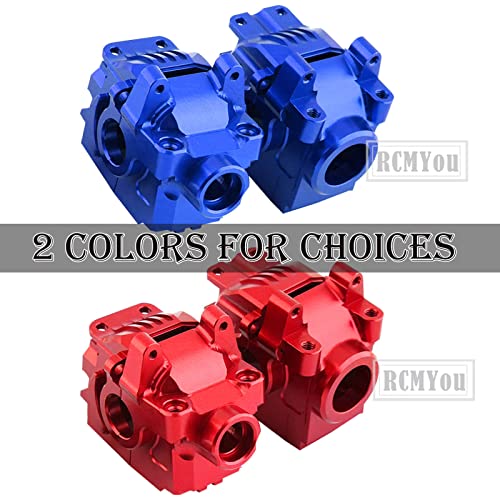 Rcmyou Transmission Case Gearbox Upgrades Part For 1/10 Slash/Stampede/Hoss/Rustler Vxl 4X4,Aluminum Front Rear Transmission Case Gearbox Hops Ups,Replace Of #6880#6881,Red #TOP5
