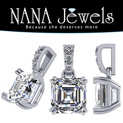 NANA Jewels Asscher Cut CZ Simulated Diamond Solitaire Necklace Sterling Silver2