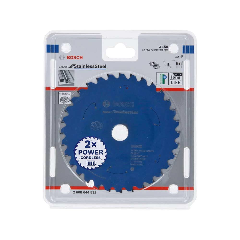 Bosch Professional Disco de sierra circular Expert for Stainless Steel (acero fino, 150 x 20 x 1,6 mm, 32 dientes, accesorio de sierra circular sin cable)