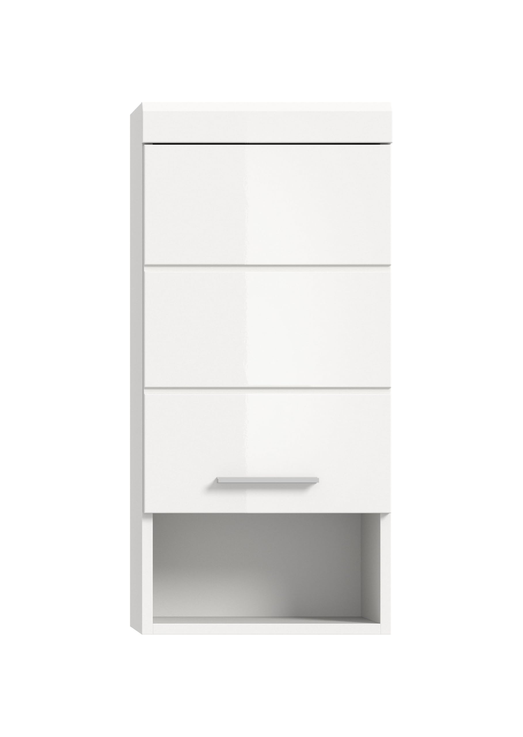 xonox.home - Hängeschrank Linus 30x77x23 cm in weiß und weiß Hochglanz - Badezimmerkombination Badmöbel Badset - Pflegeleichte Oberfläche funktional und hochwertig verarbeitet