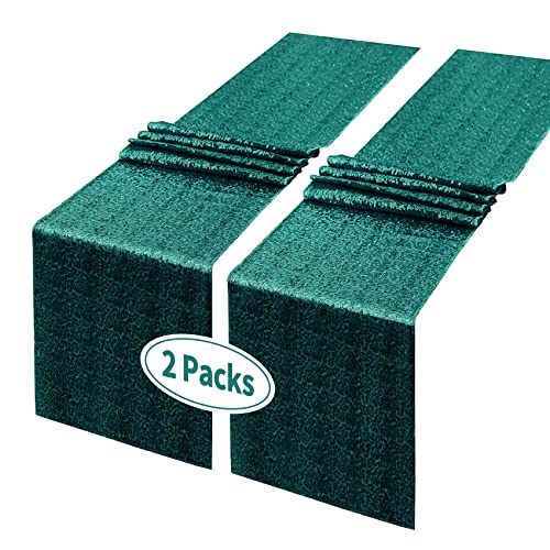 YUHX 2 Pack Green Sequin Table Runner, 12
