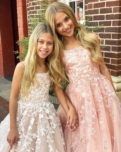 Lace Tulle Flower Girl Dresses Applique Pageant Dress for Girls Ball Gown Princess First Communion Dresses3