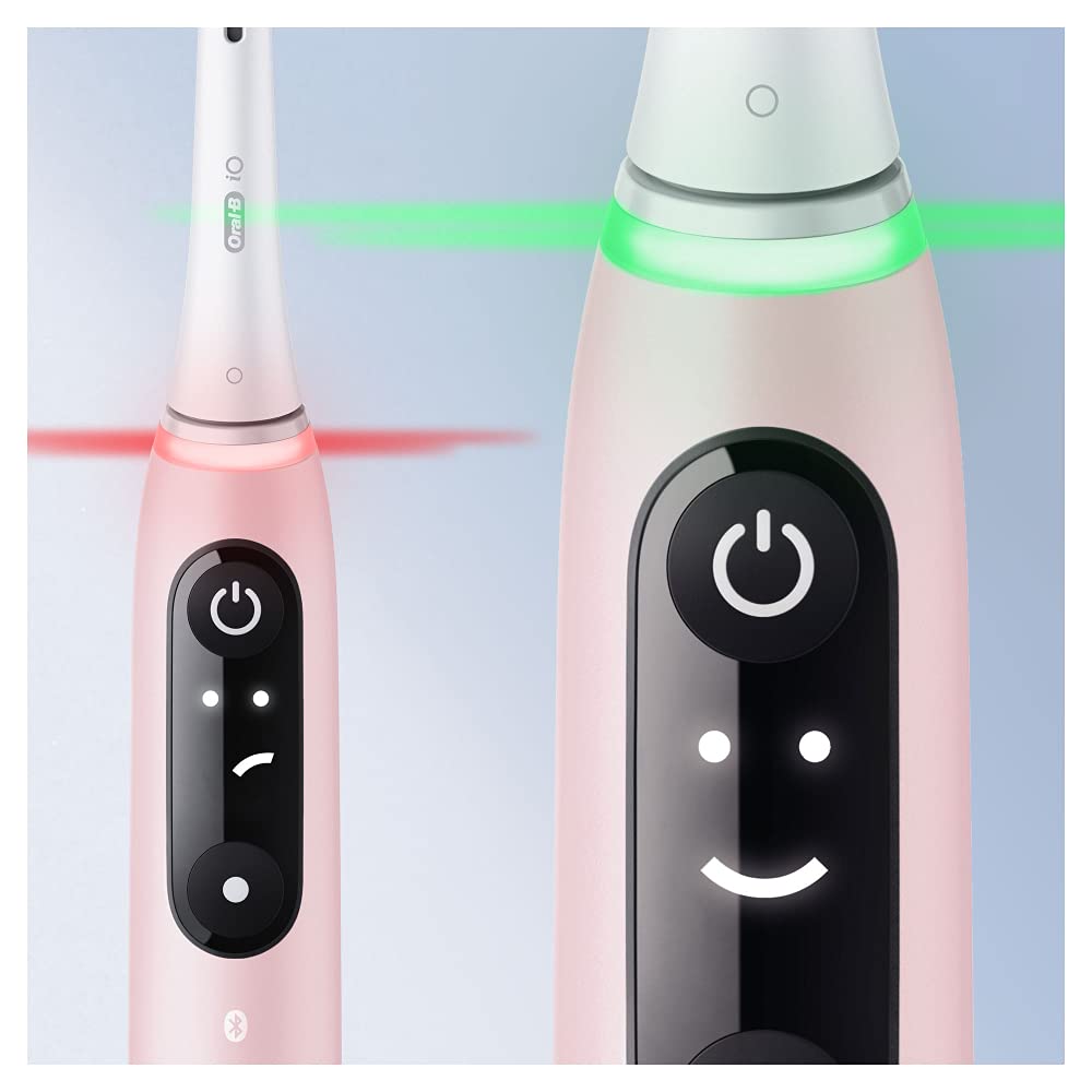 Oral-B iO Series 6 - Cepillo de dientes eléctrico con 2 cabezales (5 modos de cepillado para el cuidado dental, tecnología magnética, pantalla, regalo para él o ella, color negro, lava/rosa y arena