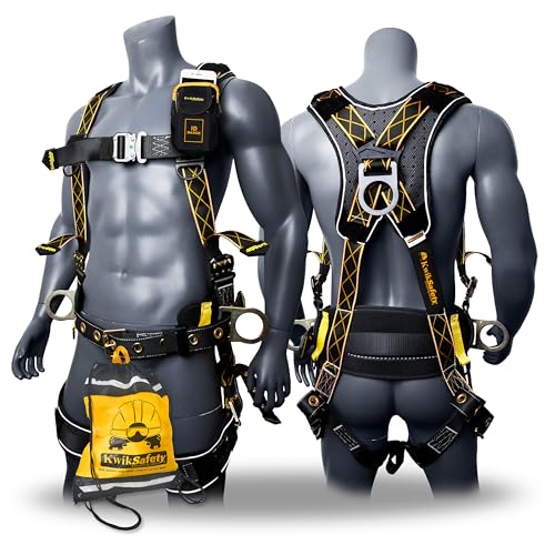 Image of KwikSafety - TYPHOON Safety Harness [3 D-RINGS + BACK SUPPORT] Safety Harness Fall Protection Kit, 2025 ANSI Compliant