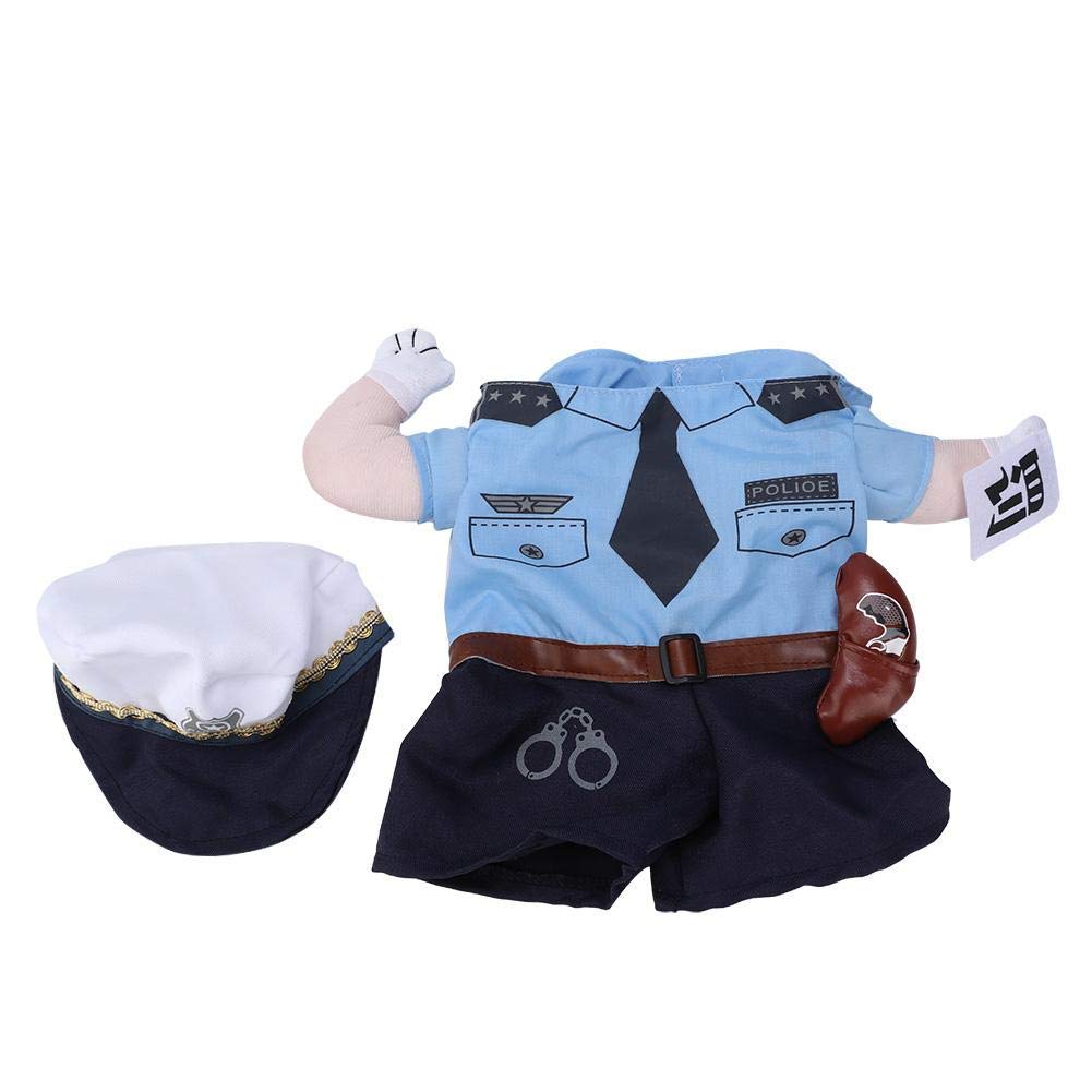 Zwierzę domowe Policja Kostium Zwierzę domowe Halloween Boże Narodzenie Sukienka Cosplay Zabawny pies Kot Rekwizyt Cosplay Dressing Odzież imprezowa na Halloween Boże Narodzenie Weekendowe imprezy Urodziny (M)