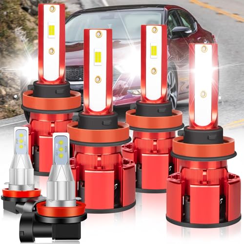 LTZXAP For Nissan Maxima 2016-2018 Light Bulbs, 800% Brightness Hi and Lo Beam+Fog Light Bulbs, with 20,000-rpm Quiet Turbine Cooling Fan, Superfocused Beam Mode, 6500K, 36000LM Super Bright, 6PCS