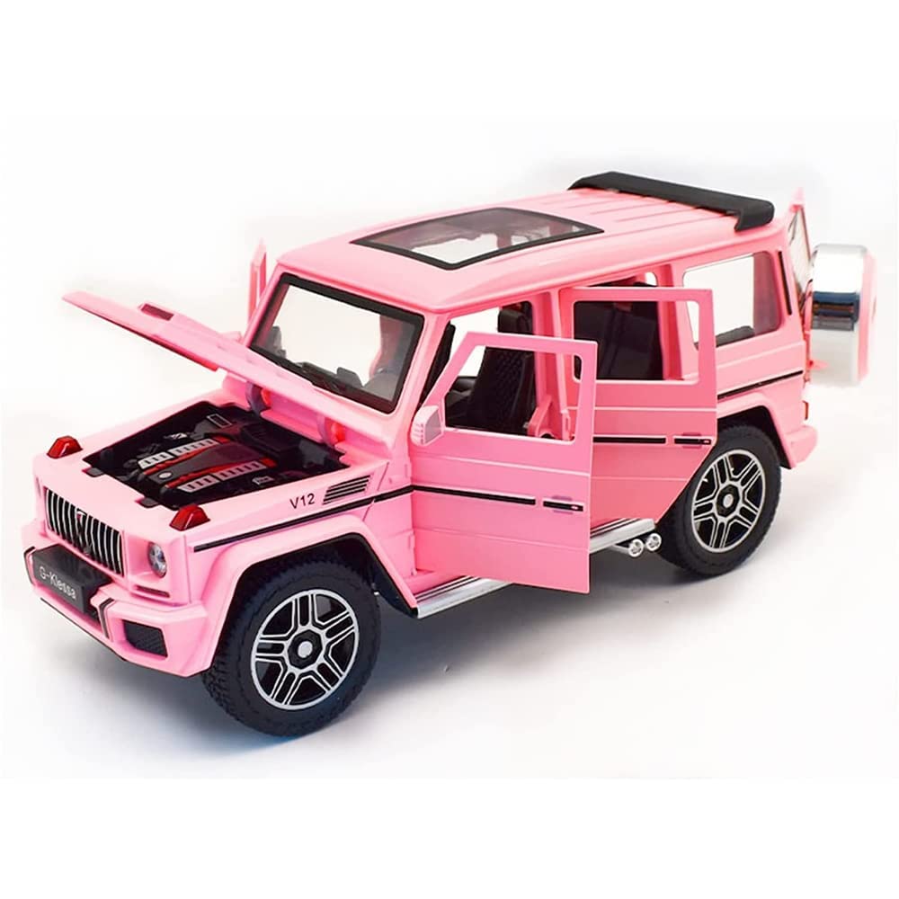 KENIRY 1:24 Scale Mercedess Die-Cast Metal Car with Sport car Openable Doors Light and Sound,Pull Back Function Indoor Outdoor Toy for Kids (Mercedess New Version) (AMG G63 -Pink)-image-30