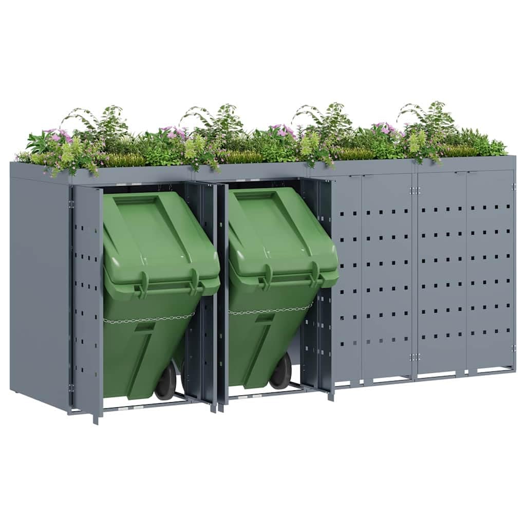 Genérico Almacenamiento de Cubos Wheelie para 4 Cubos Gris Claro,Casa y jardín,Productos del hogar,Accesorios para contenedores de residuos,Soportes para contenedores de residuos-3394750