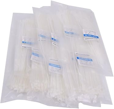 1000pcs 8 inch Nylon Cable Tie Self Locking 8" Plastic Cable Wire Zip Ties Natural White