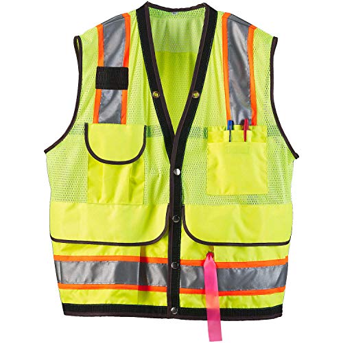 JIM-GEM 8-Pocket Class 2 Mesh Vest, Lime Green, Large, 44-46