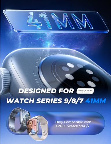 Image of MAGIC JOHN 2 Pack for Apple Watch 41 MM Series 9 /8 /7 Screen Protector | [Automatic Align Tech] Self-Healing Flexible EPU Film,HD Transparent, Anti Scratch, Bubble Free