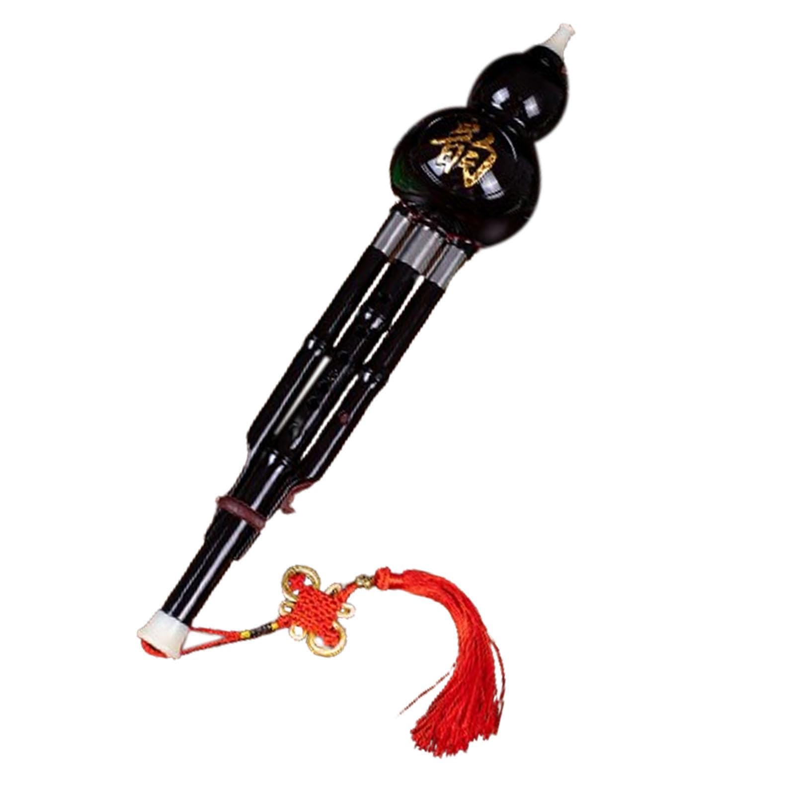 Gourd Hlute Chinese Hulusi Flute with Chinese Knot Hulusi Flute Instrument Traditional for Stage Show Teachers Child, Black C Key