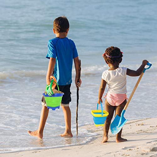 Zooawa Beach Bucket Sand Toy for Kids, Foldable Sand Bucket Expandable Sand Pail Square for Beach Multi-Purpose, [3 Pack] Collapsible Silicone Bucket, 2 Liter/0.5 Gallon - Colorful - Thumbnail 7