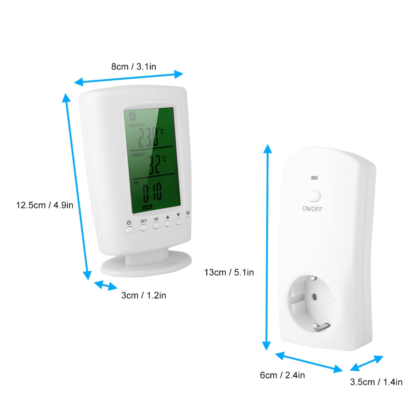 SYH&AQYE Contrôleur de Température sans Fil, Thermostat Intelligent Programmable, Prise de Contrôle de Température de Mode de Refroidissement de Chauffage à Distance pour la Maison(UE)