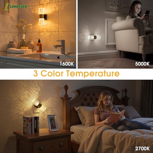 Image of L LOHAS LED Night Light,Modern Night Lights Plug into Wall,2 Pack Amber-3000K-5000K Adjustable Color Temperature Night-Light,Dimmable Nightlights with Dusk to Dawn Sensor for Rooms Bathroom Hallway
