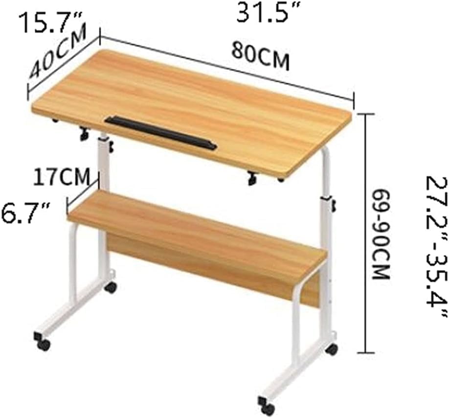 Miniatura 3 de JITEM Escritorio de pie móvil de altura ajustable para computadora con estante de almacenamiento, carrito moderno rodante para computadora portátil