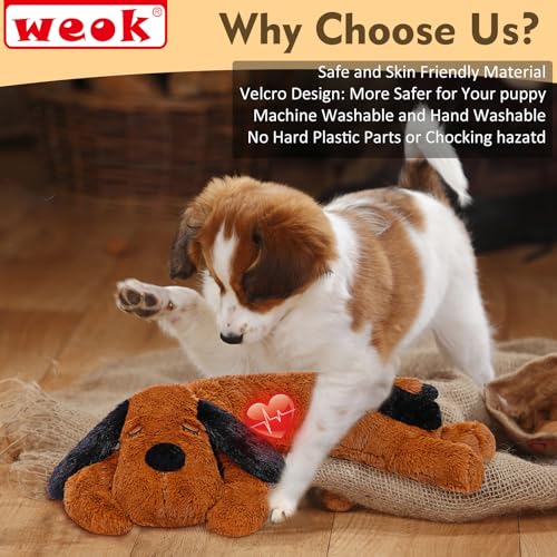 image for WEOK Puppy Heartbeat Toy for Separation Anxiety Relief, Heartbeat Stuf