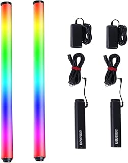 2 pacotes Aputure Amaran T2c RGB LED Tube Light, ajustável 2500K ~ 7500K Video Light Wand com 15 efeitos de luz APP Control