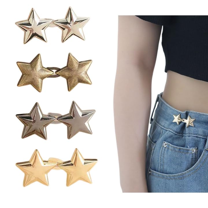 Design alla moda: la fibbia a vita con bottoni a forma di stella ha una forma unica a stella che mette in risalto i jeans, mostra uno stile personale e migliora la trama complessiva.