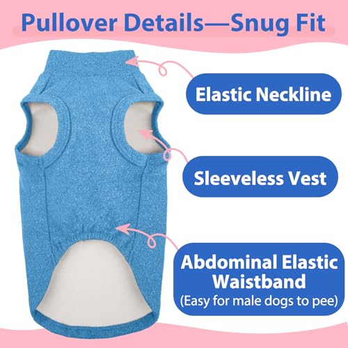 Image of Soft Fleece Dachshund Sweater for Cold Weather, Blue, XS | Warm Sleeveless Small Dog Clothes, Stylish Pullover Sweatshirt for Mini Dachshunds, Chihuahuas,Autumn Winter Outdoor Wear