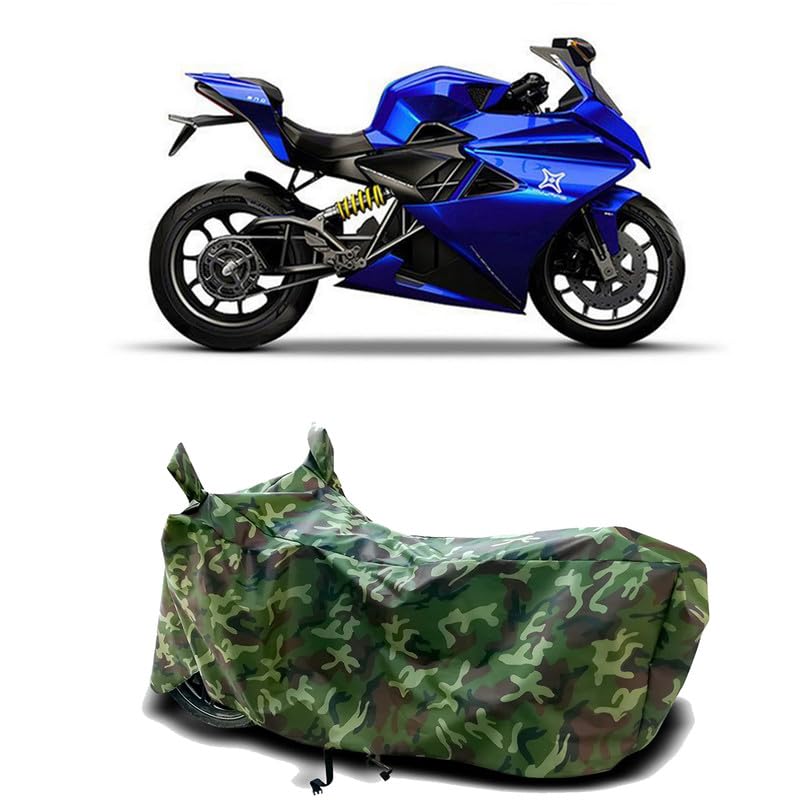 Image of DUFFEL-100% Heat Protection Two Wheeler Bike /Scooty Body Cover for Emflux One Water Resistance /UV-Rays /Birds Dropping /Scratchproof /Dust Proof /Waterproof[Green Jungle Print]