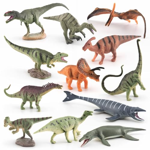 Mini Dinosaurios Juguetes para Niños, 12 Piezas Pequeños Figuras de Dinosaurios Miniaturas Realistas, Mini Dinosaurios de Plástico, Dinosaurio Juguete, Regalos de Cumpleaños para Niños y Niñas