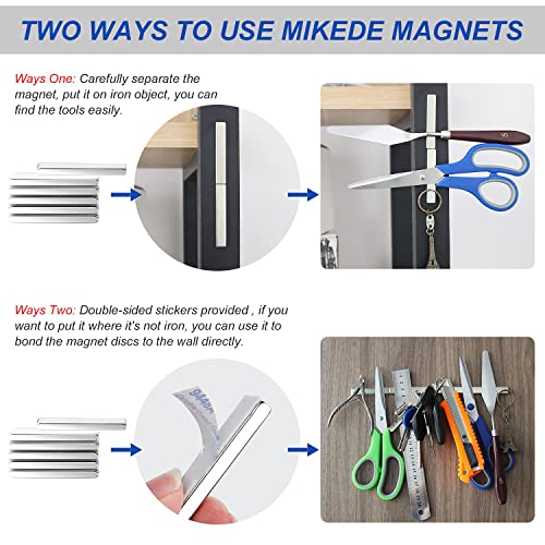Image of MIKEDE Magnets, 12 Pack Neodymium Bar Magnets with Double-Sided Adhesive, Strong Magnet Heavy Duty Magnetic Strips, Powerful Rare Earth Metal Magnet for Locker, Fridge, Office - 60x10x5 mm