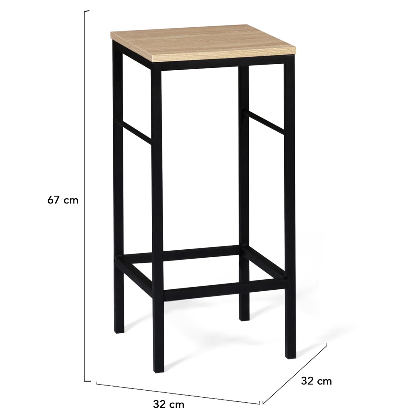 IDMarket - Ensemble ilot Central 110 cm Bois Noir et Imitation hêtre et 4 tabourets Design Industriel