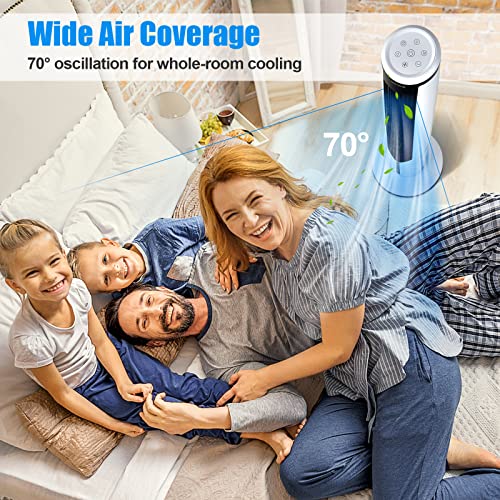 COSTWAY Evaporative Air Cooler, 41-inch Portable Oscillating Air cooler with Remote, 3 Modes, 3 Speeds, LED Display, 9H Timer Auto-off, Quiet Standing Bladeless Tower Fan for Bedro image 3
