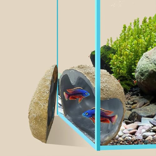 Image of Magnetic Aquarium Cave Fish Tank Hideout Cave for Small Fish Breeding, Shrimp Nest, Betta Fish Tank Ornaments Resin Aquarium Decorations