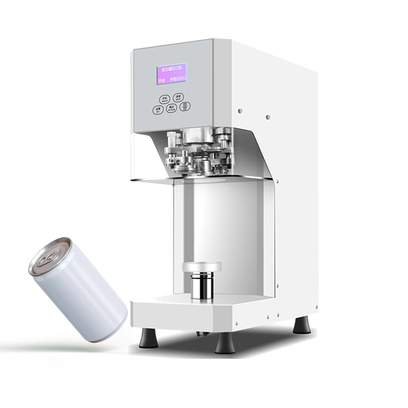 AYCDL 370W Can Seamer Can Sealer with Smart Counter Tin Can Sealing Machine Full Auotomatic Can Sealer Bottle Can Capping,Black-220V,White-110V