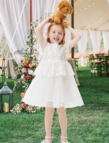 Girls Lace Back Dress Tutu Tulle Party Bowknot First Communion for Girl Flower Girl Dress for Wedding4
