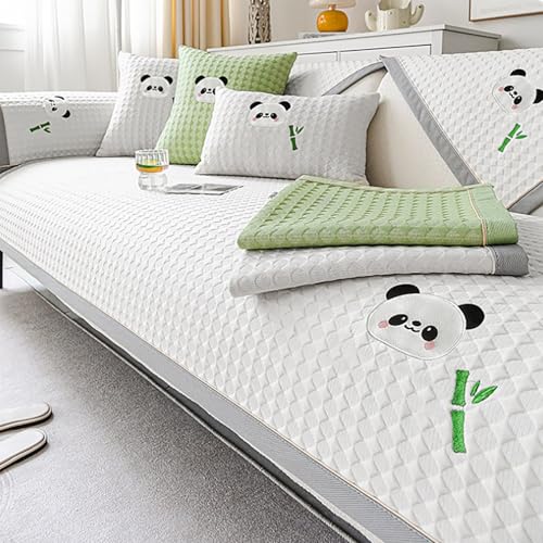 Funda de Sofá Refrescante de Verano Antideslizante Transpirable Lavable,para 1/2/3/4 Plazas, Forma L y Esquinero,Apta para Mascotas Protector AntiarañAzos(White 1,70x120cm)