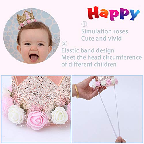 Babymeisjes Eerste verjaardag hoed Baby prinses kroon 2 Baby prinses kroon 1 Kinderen eerste verjaardag hoed 1e… - Image 6
