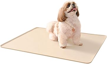 RK Pet Food Mat, Silicone Mat, Large Size, 31.5 x 25.6 inches (80 x 65 cm), Silicone Quality Control Certified, Feeding Mat, Toilet Sheet, Thin, Dogs, Cats, Pet Sheets, Pee Sheet, Toilet, Fixed, Ivory